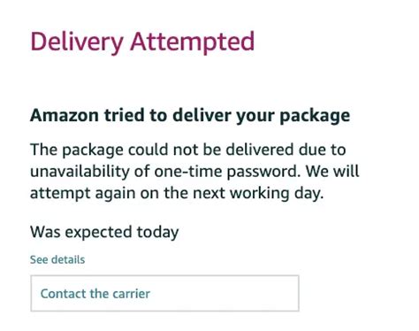 amazon delivery attempted today.